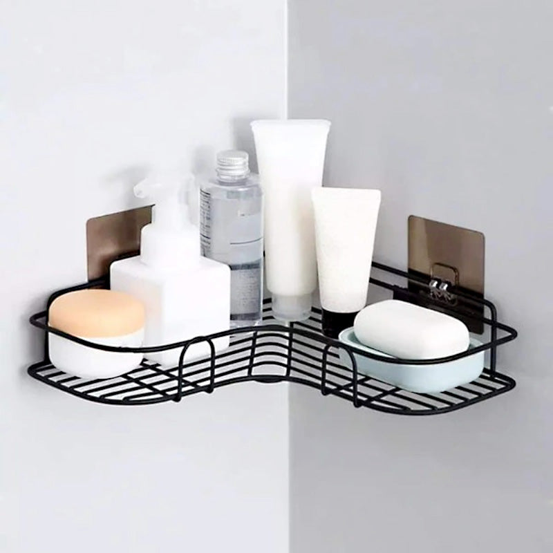 Multi Use Wall Corner Storage Shelf Durable Metal Bathroom & Kitchen Organizer