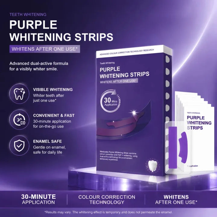 Purple Teeth Whitening Strips Instant Stain Correction (Pack of 7)