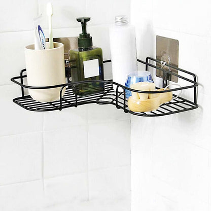 Multi Use Wall Corner Storage Shelf Durable Metal Bathroom & Kitchen Organizer