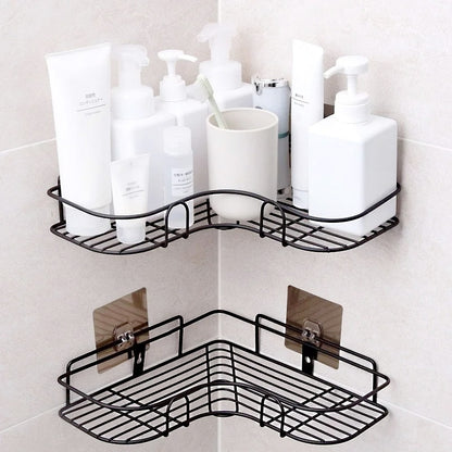 Multi Use Wall Corner Storage Shelf Durable Metal Bathroom & Kitchen Organizer