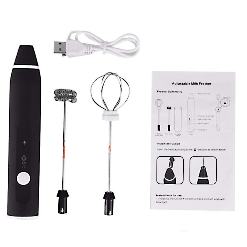 2 in 1 USB Rechargeable Milk Frother & Egg Beater 3 Speed Handheld Electric Foam Maker