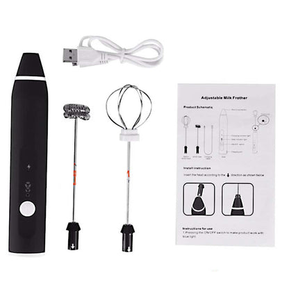 2 in 1 USB Rechargeable Milk Frother & Egg Beater 3 Speed Handheld Electric Foam Maker