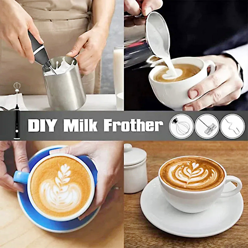 2 in 1 USB Rechargeable Milk Frother & Egg Beater 3 Speed Handheld Electric Foam Maker