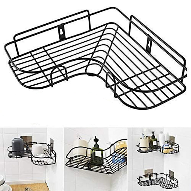 Multi Use Wall Corner Storage Shelf Durable Metal Bathroom & Kitchen Organizer