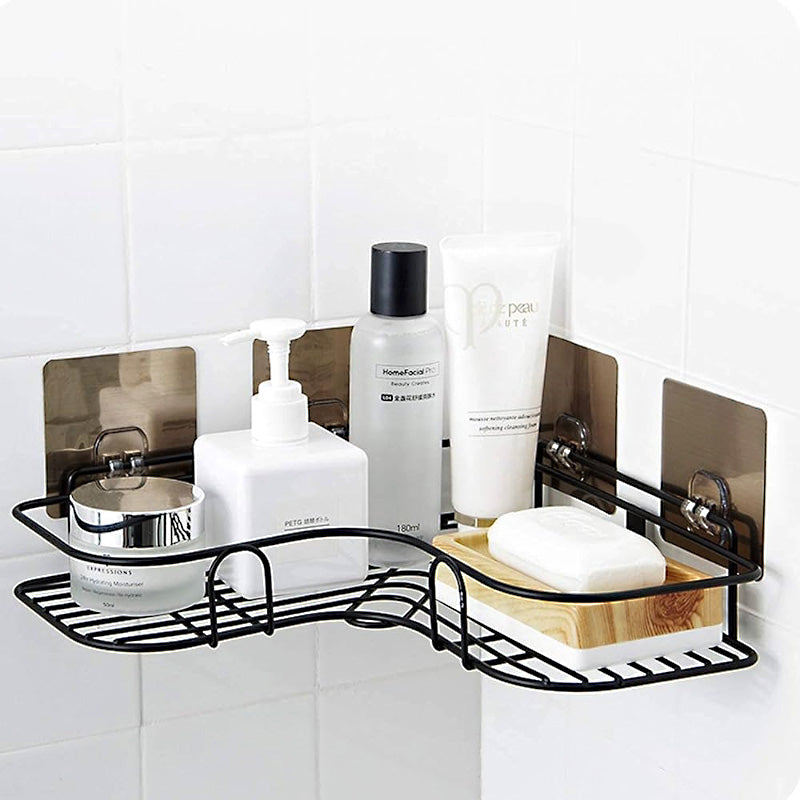 Multi Use Wall Corner Storage Shelf Durable Metal Bathroom & Kitchen Organizer