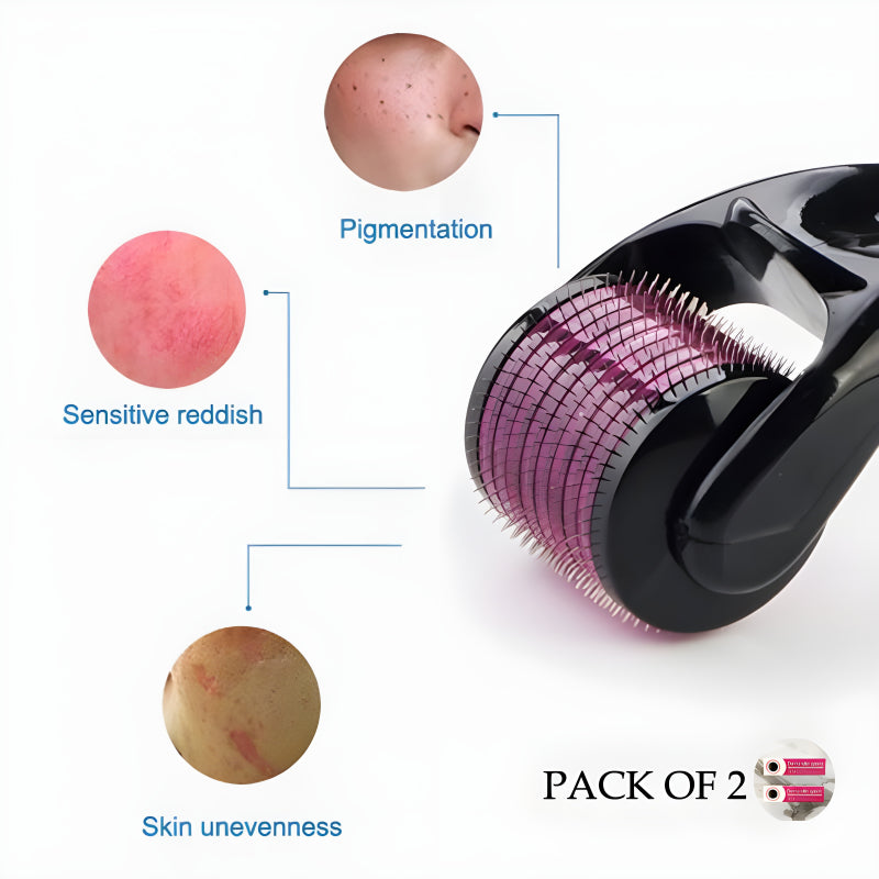 Pack Of 2 0.5mm Multi Function Microneedle Derma Roller Facial Arm Neck Massage Skin Care Tools