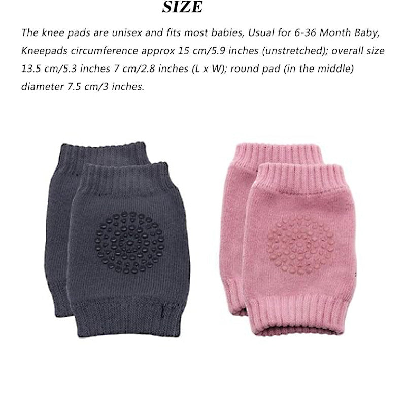 Pack of 2 Pairs Baby Anti Slip Crawling Knee & Elbow Pads Soft Breathable Protection