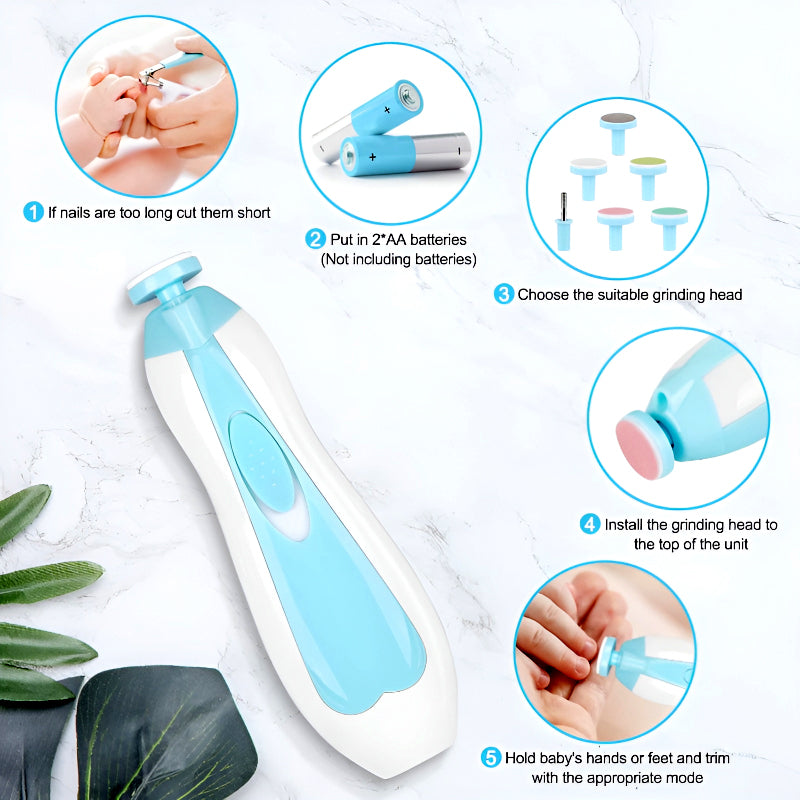 6 in 1 Safe and Efficient Multi Functional Ergonomic Mini Electric Baby Nail Trimmer