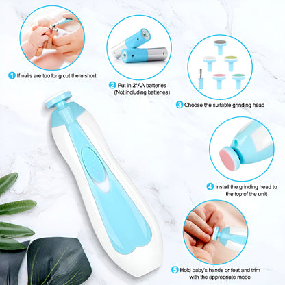 6 in 1 Safe and Efficient Multi Functional Ergonomic Mini Electric Baby Nail Trimmer