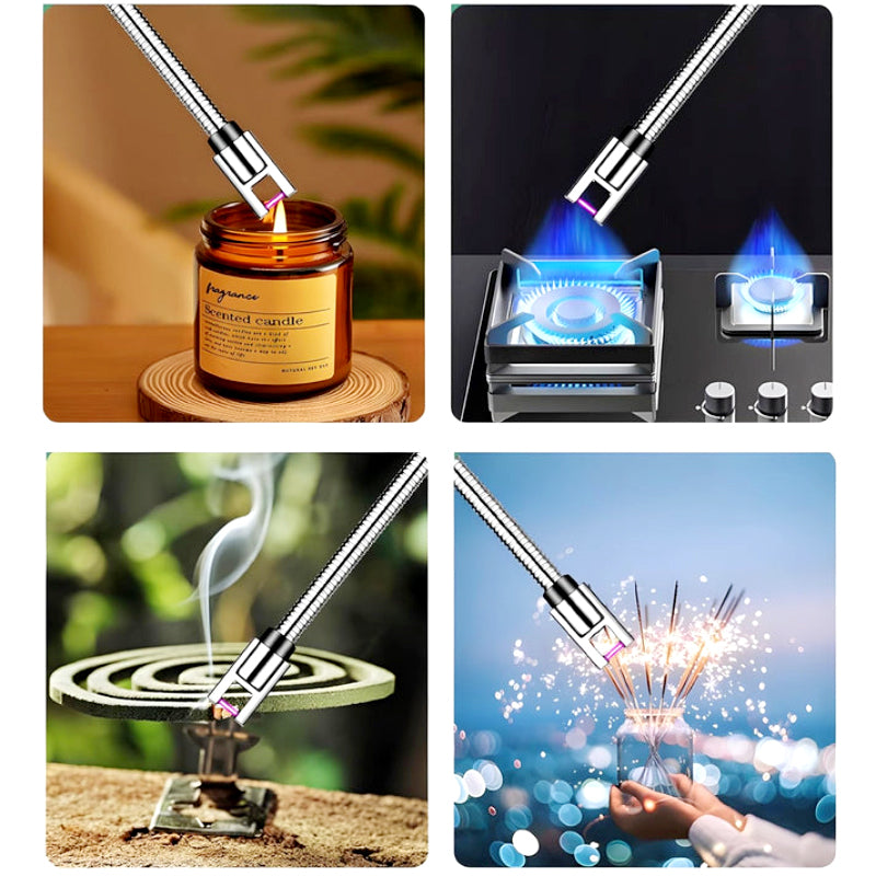 360° Flexible Neck USB Pulse Arc Lighter Rechargeable Flameless Ignition for Candles, Kitchen Stoves & Outdoor BBQ