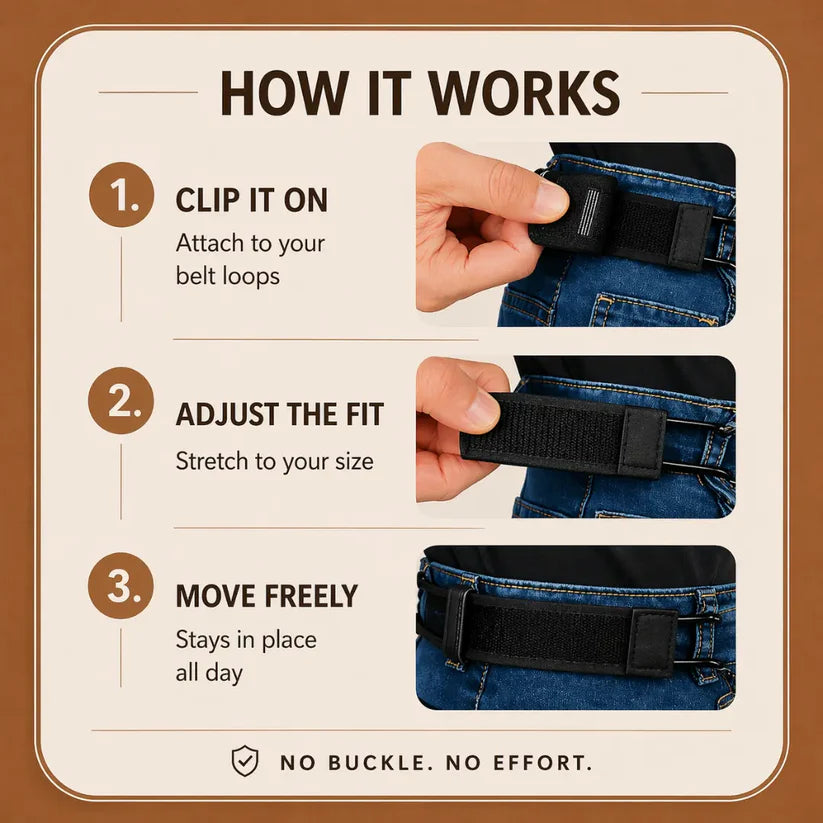 Buckle Free Elastic Belt No Bulge One Size Fits All