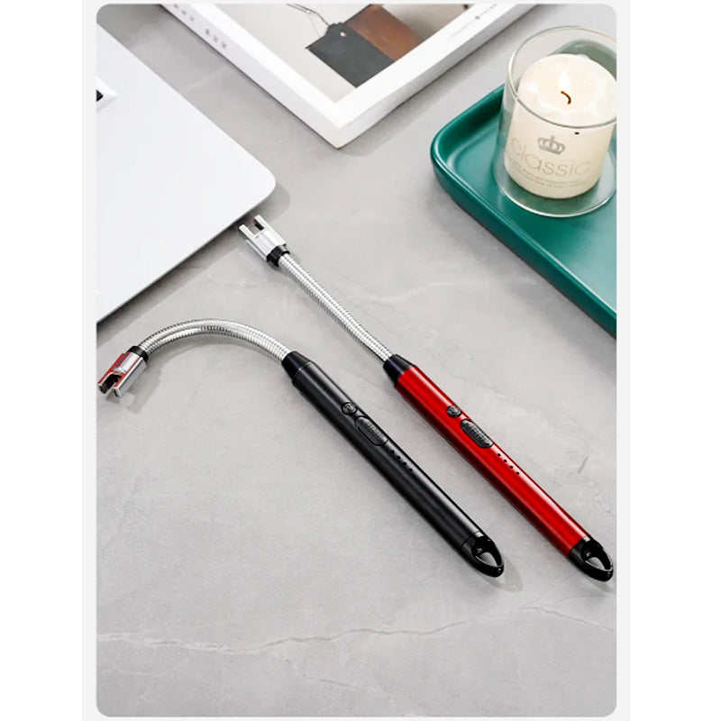 360° Flexible Neck USB Pulse Arc Lighter Rechargeable Flameless Ignition for Candles, Kitchen Stoves & Outdoor BBQ