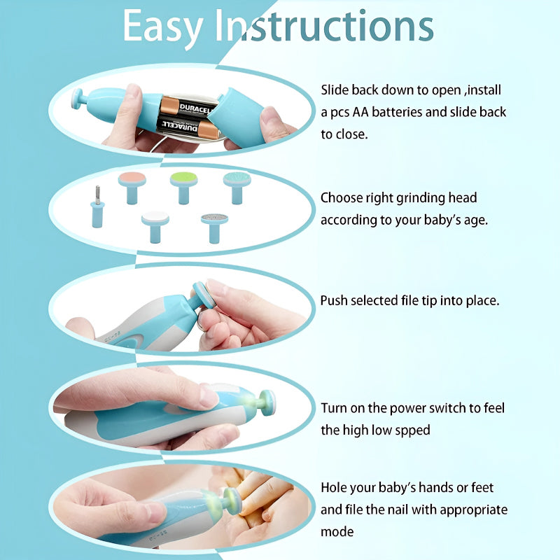 6 in 1 Safe and Efficient Multi Functional Ergonomic Mini Electric Baby Nail Trimmer