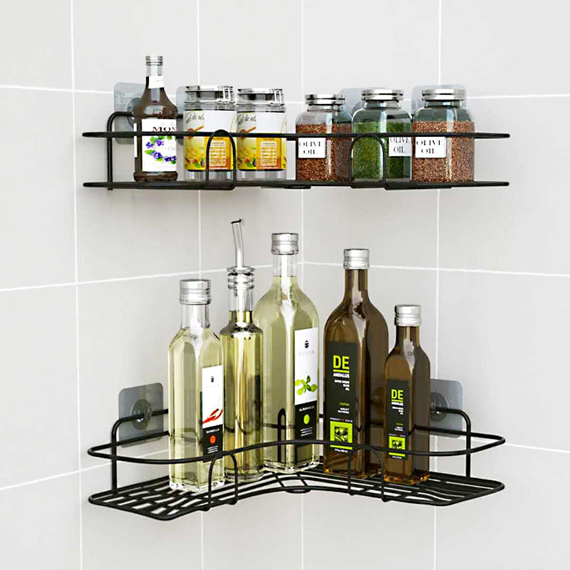 Multi Use Wall Corner Storage Shelf Durable Metal Bathroom & Kitchen Organizer