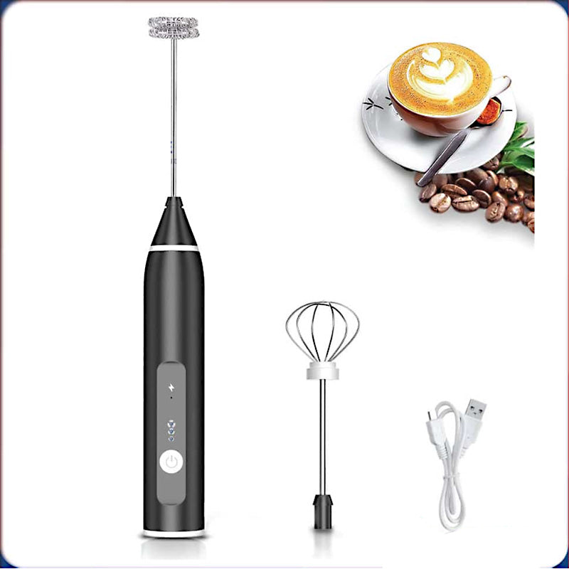 2 in 1 USB Rechargeable Milk Frother & Egg Beater 3 Speed Handheld Electric Foam Maker