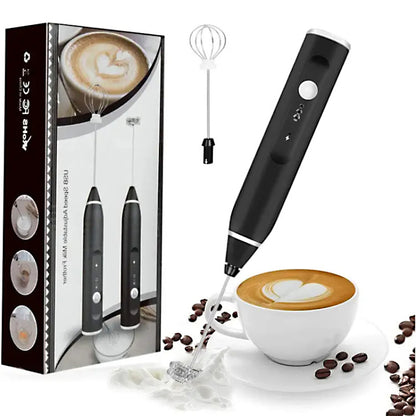 2 in 1 USB Rechargeable Milk Frother & Egg Beater 3 Speed Handheld Electric Foam Maker