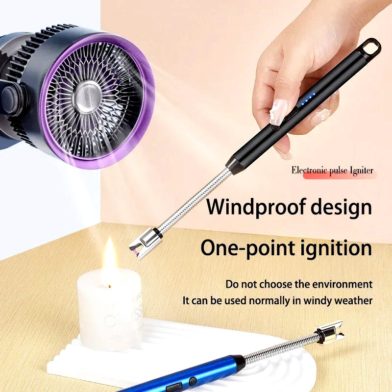 360° Flexible Neck USB Pulse Arc Lighter Rechargeable Flameless Ignition for Candles, Kitchen Stoves & Outdoor BBQ