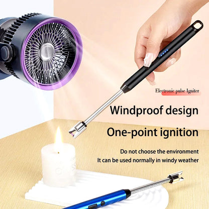 360° Flexible Neck USB Pulse Arc Lighter Rechargeable Flameless Ignition for Candles, Kitchen Stoves & Outdoor BBQ