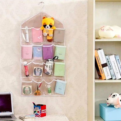 16 Pocket Multifunctional Hanging Organizer Clear Door/Wall Storage Bag for Baby Clothes, Socks & Accessories