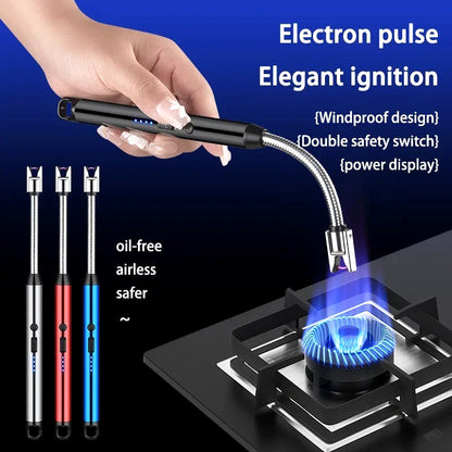 360° Flexible Neck USB Pulse Arc Lighter Rechargeable Flameless Ignition for Candles, Kitchen Stoves & Outdoor BBQ