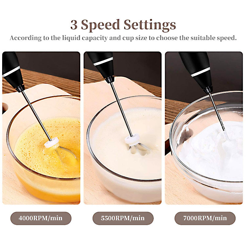 2 in 1 USB Rechargeable Milk Frother & Egg Beater 3 Speed Handheld Electric Foam Maker