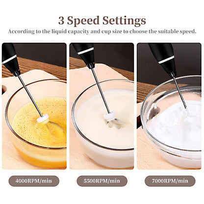2 in 1 USB Rechargeable Milk Frother & Egg Beater 3 Speed Handheld Electric Foam Maker