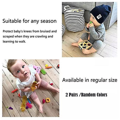 Pack of 2 Pairs Baby Anti Slip Crawling Knee & Elbow Pads Soft Breathable Protection