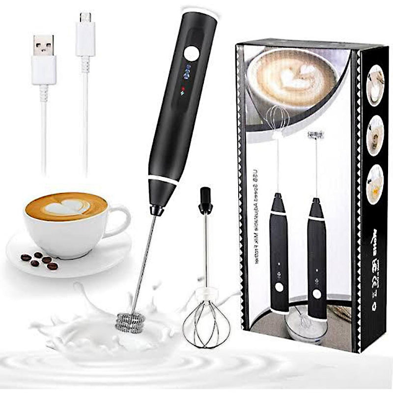 2 in 1 USB Rechargeable Milk Frother & Egg Beater 3 Speed Handheld Electric Foam Maker