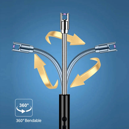 360° Flexible Neck USB Pulse Arc Lighter Rechargeable Flameless Ignition for Candles, Kitchen Stoves & Outdoor BBQ