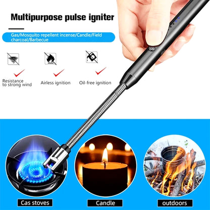 360° Flexible Neck USB Pulse Arc Lighter Rechargeable Flameless Ignition for Candles, Kitchen Stoves & Outdoor BBQ