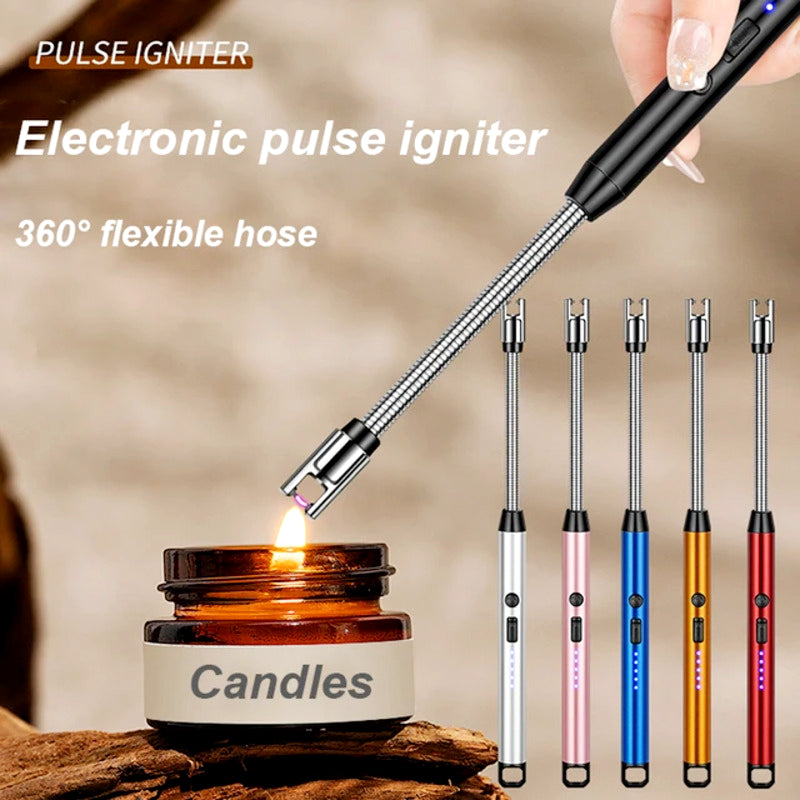 360° Flexible Neck USB Pulse Arc Lighter Rechargeable Flameless Ignition for Candles, Kitchen Stoves & Outdoor BBQ
