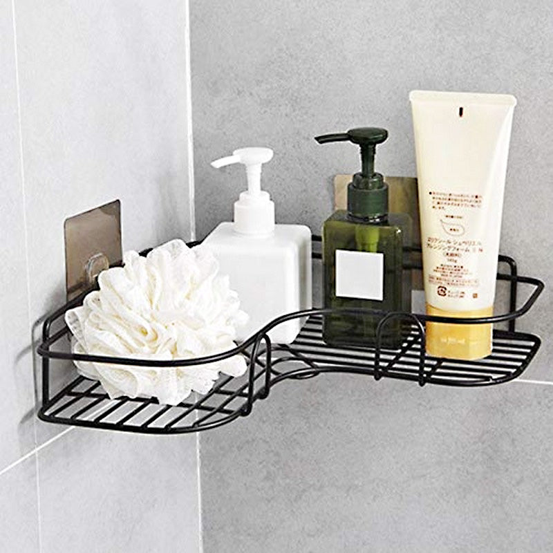 Multi Use Wall Corner Storage Shelf Durable Metal Bathroom & Kitchen Organizer