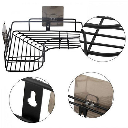 Multi Use Wall Corner Storage Shelf Durable Metal Bathroom & Kitchen Organizer