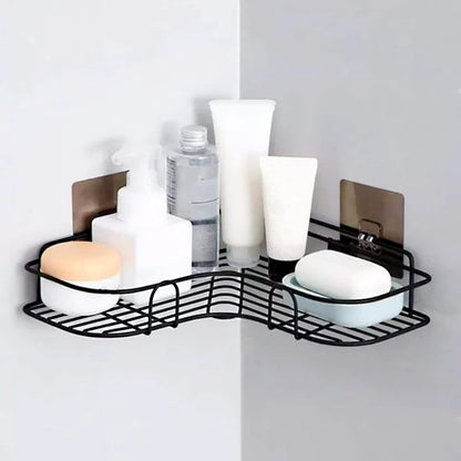 Multi Use Wall Corner Storage Shelf Durable Metal Bathroom & Kitchen Organizer