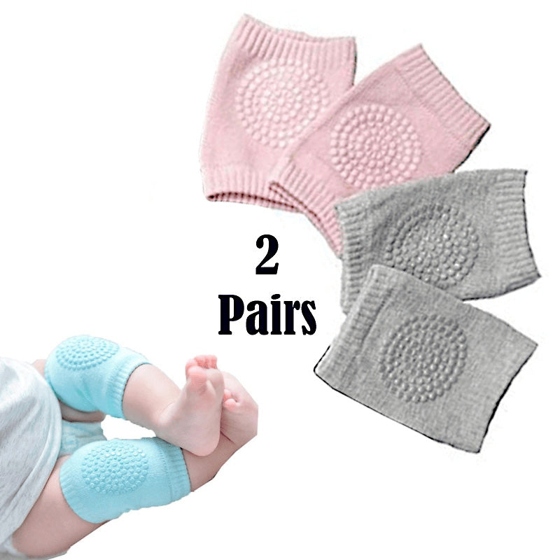 Pack of 2 Pairs Baby Anti Slip Crawling Knee & Elbow Pads Soft Breathable Protection