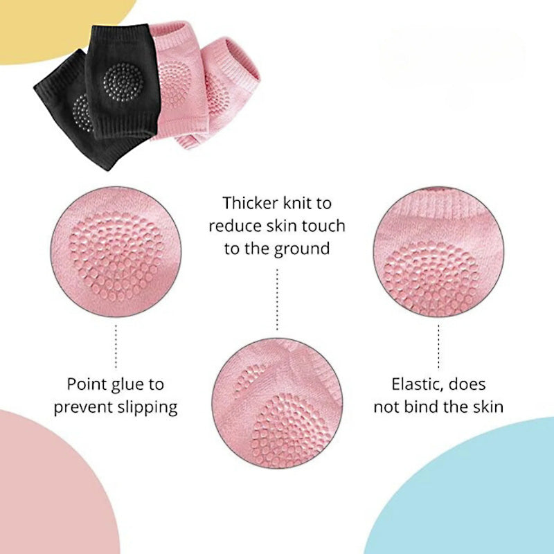Pack of 2 Pairs Baby Anti Slip Crawling Knee & Elbow Pads Soft Breathable Protection