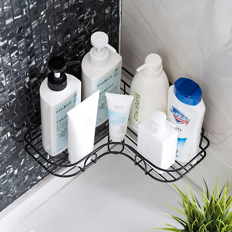 Multi Use Wall Corner Storage Shelf Durable Metal Bathroom & Kitchen Organizer