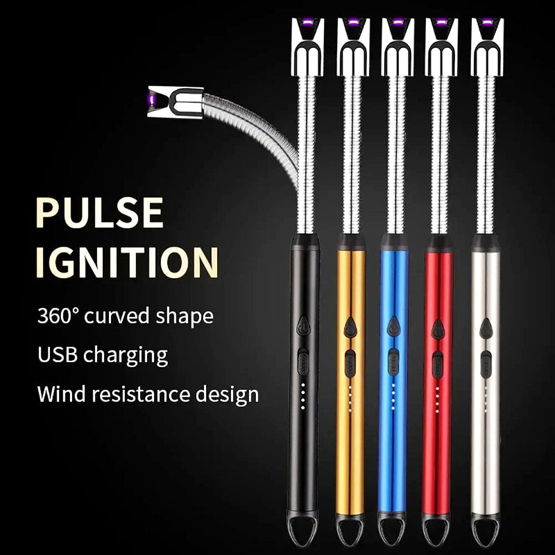360° Flexible Neck USB Pulse Arc Lighter Rechargeable Flameless Ignition for Candles, Kitchen Stoves & Outdoor BBQ