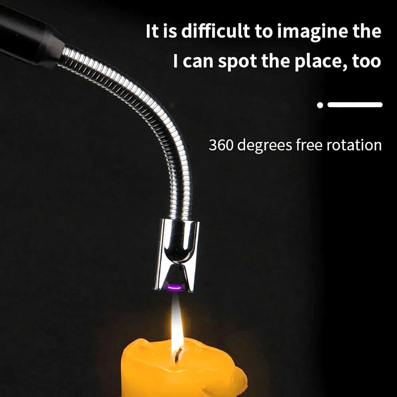 360° Flexible Neck USB Pulse Arc Lighter Rechargeable Flameless Ignition for Candles, Kitchen Stoves & Outdoor BBQ