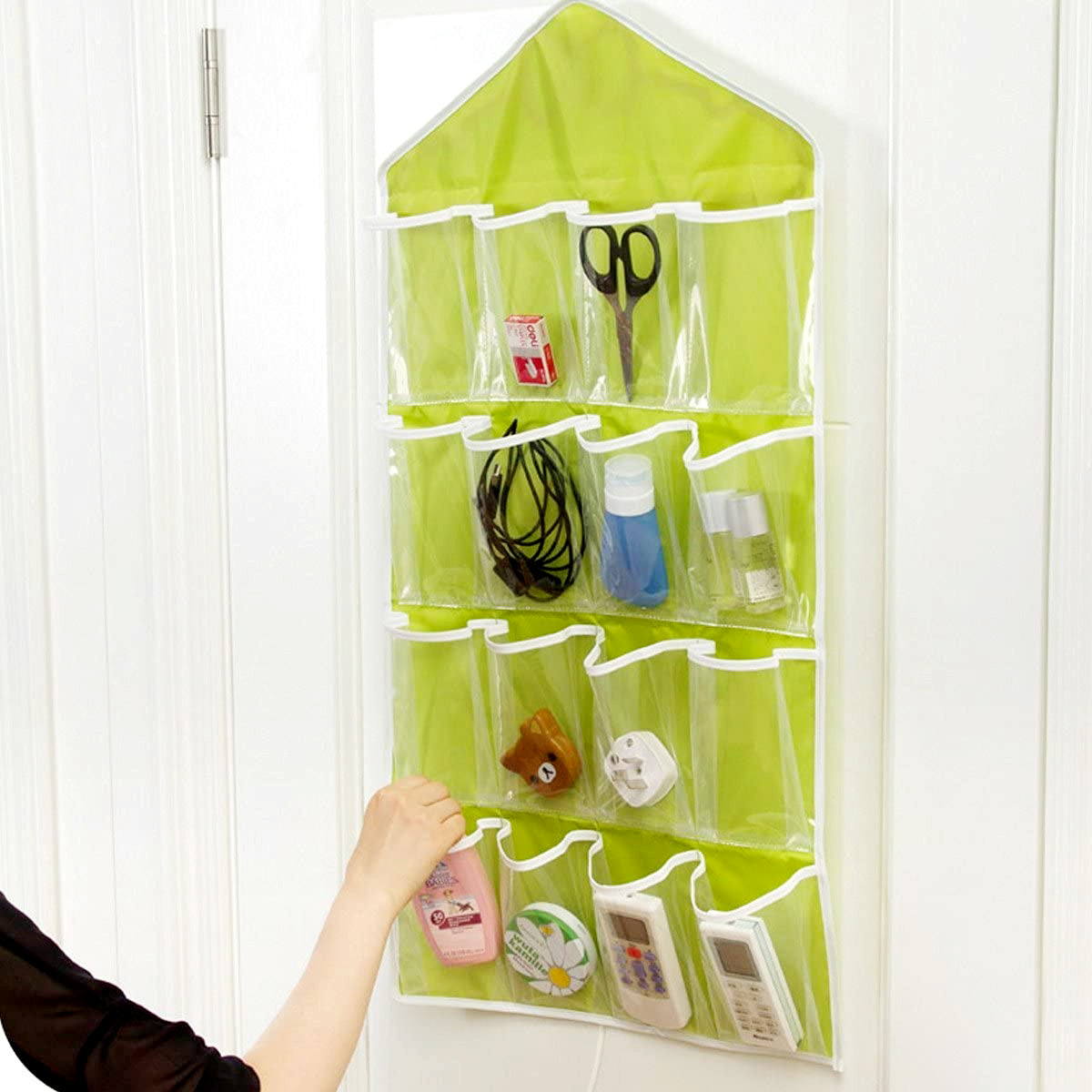 16 Pocket Multifunctional Hanging Organizer Clear Door/Wall Storage Bag for Baby Clothes, Socks & Accessories