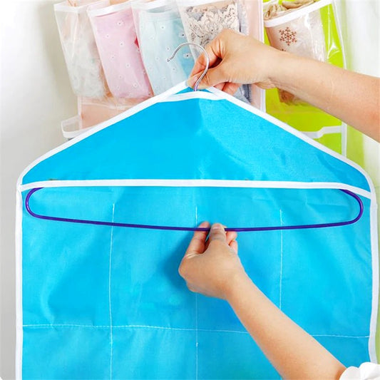 16 Pocket Multifunctional Hanging Organizer Clear Door/Wall Storage Bag for Baby Clothes, Socks & Accessories