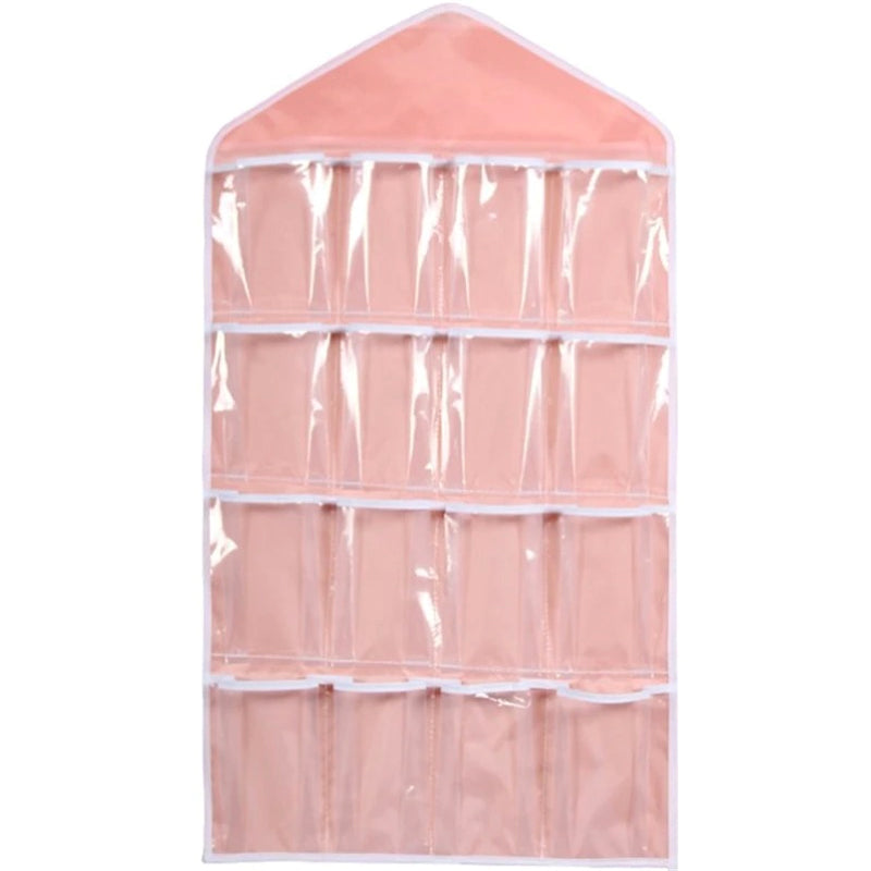 16 Pocket Multifunctional Hanging Organizer Clear Door/Wall Storage Bag for Baby Clothes, Socks & Accessories