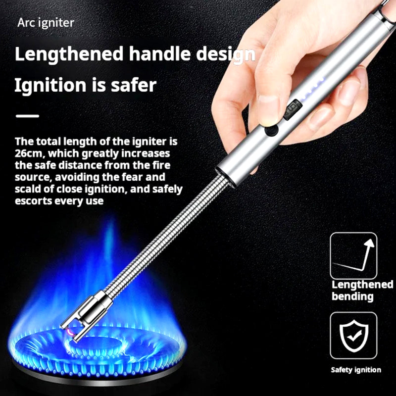 360° Flexible Neck USB Pulse Arc Lighter Rechargeable Flameless Ignition for Candles, Kitchen Stoves & Outdoor BBQ